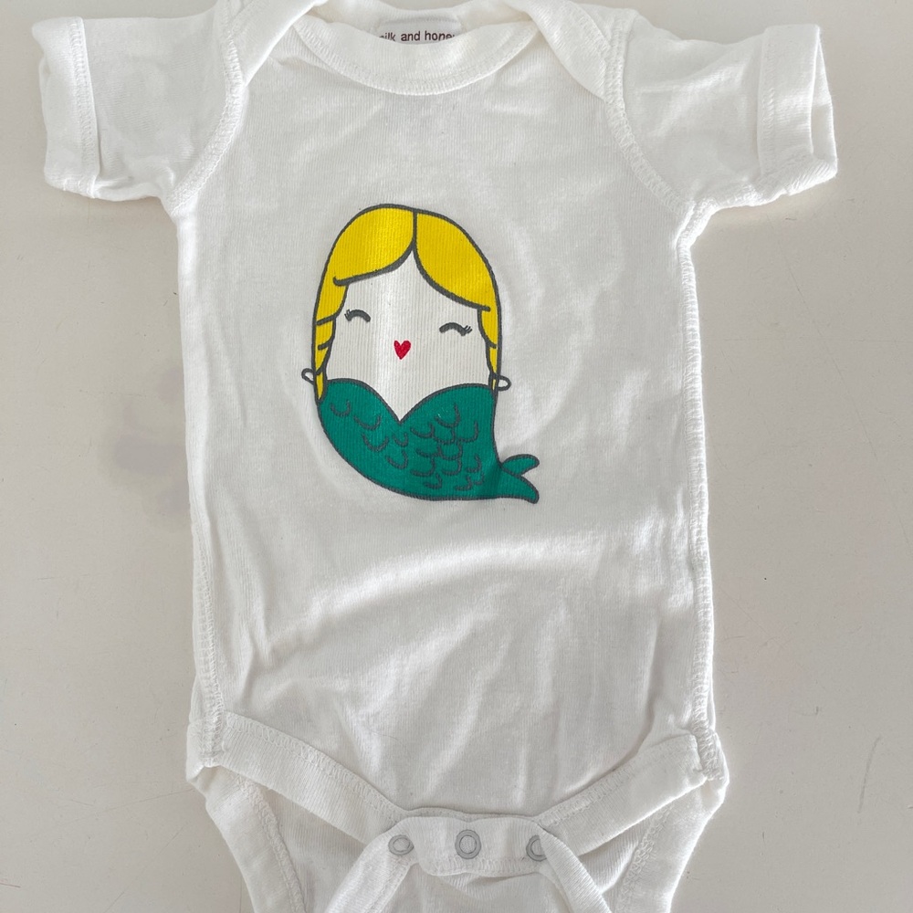 New, Milk & Honey White Mermaid Onesie, Size 3Month